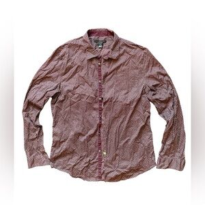 John Varvatos Long Sleeve Button Down Shirt maroon polka dot Men’s Size Large